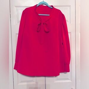 SHEIN Fuchsia long sleeve blouse with tie at neck- size 4XL